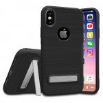 Wholesale iPhone X (Ten) Brushed TPU Hybrid Kickstand Case (Black)